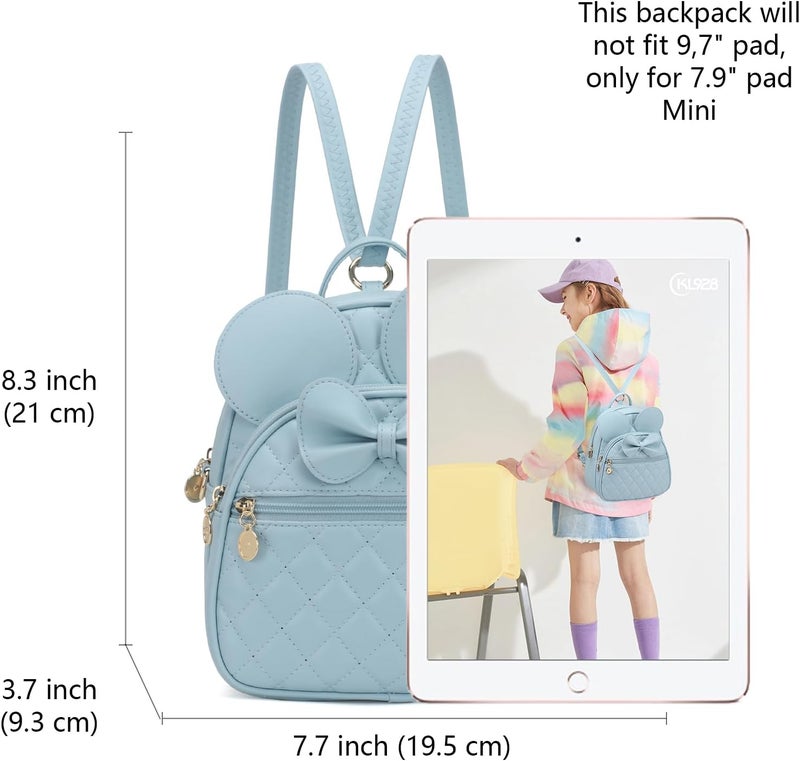 KL928 Girls Mini Backpack Bowknot Polka Dot Cute Small Daypacks Convertible Shoulder Bag Purse for Women - Image 2